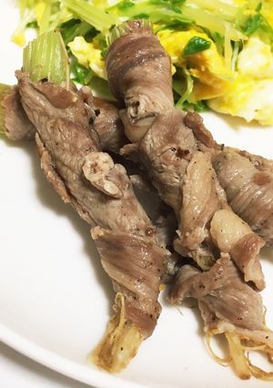 捨てないで！パクチーの根っこの肉巻き-レシピのメイン写真