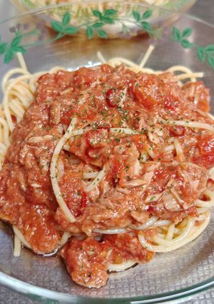ツナとトマトのピリ辛冷製パスタ♪-レシピのメイン写真
