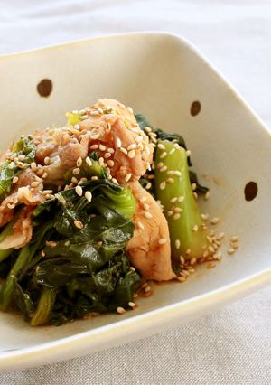 美味！豚薄切り肉と小松菜のコチュジャン煮-レシピのメイン写真