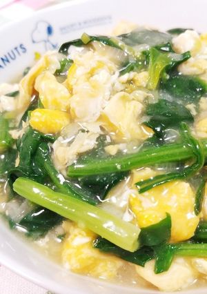 ふわとろ卵とほうれん草のねぎ塩あんかけ-レシピのメイン写真