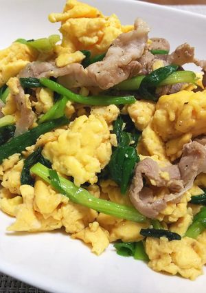 小ねきと豚肉の玉子炒め-レシピのメイン写真