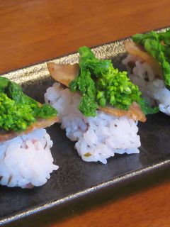 【 豚ばら肉と菜の花のしば漬け寿司 〗-レシピのメイン写真