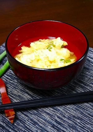 パワーアップ！花卵とにんにく芽のお味噌汁-レシピのメイン写真