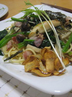 ほうれん草・たっぷりキノコのスパゲティー-レシピのメイン写真