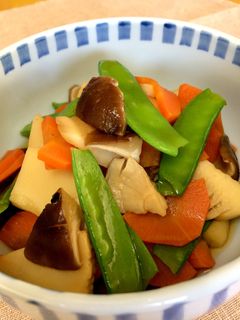 絹さやと根菜の煮物-レシピのメイン写真