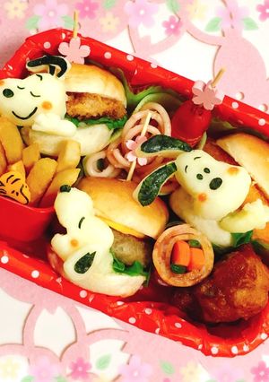 スヌーピー ハンバーガー キャラ弁-レシピのメイン写真