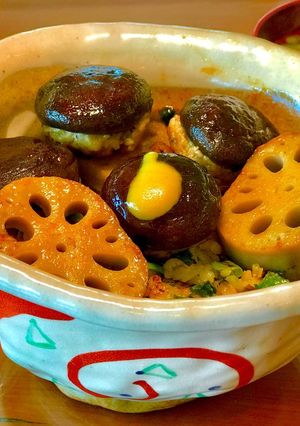 椎茸とレンコン肉詰めのネギ辛子炒めご飯丼-レシピのメイン写真