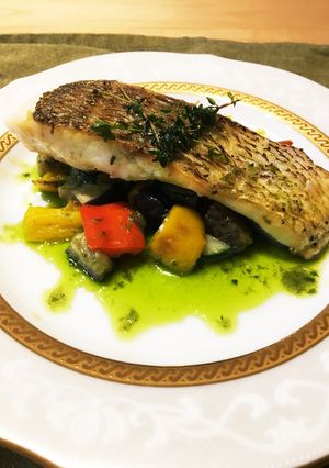 真鯛のカラフル野菜のバジルソース添え-レシピのメイン写真