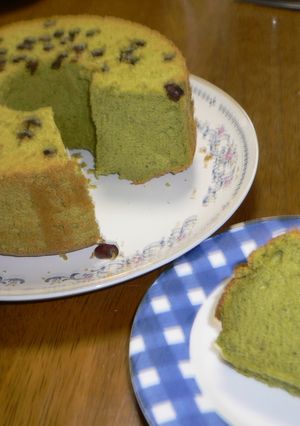 抹茶のシフォンケーキin甘納豆-レシピのメイン写真