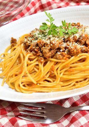 ハンバーグのタネでボロネーゼ風パスタ-レシピのメイン写真