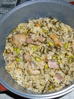 あかもく+豚バラ+枝豆の炊き込みご飯-レシピのメイン写真