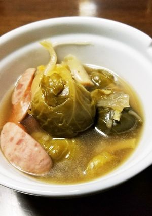 芽キャベツとソーセージのスープ煮-レシピのメイン写真
