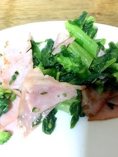菜の花とハムのマヨバター炒め-レシピのメイン写真