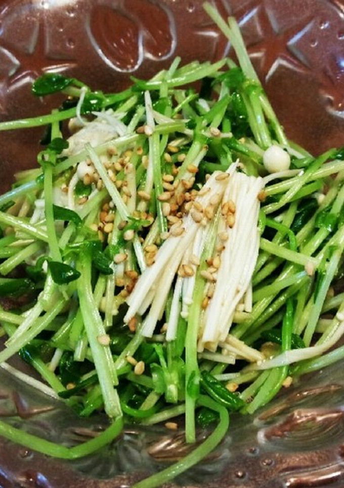 レンチン簡単♪豆苗とエノキの中華ナムル-レシピのメイン写真