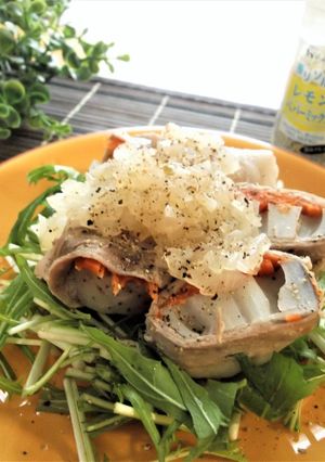 減塩!肉巻き蓮根 新玉ねぎソース-レシピのメイン写真