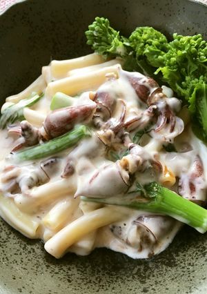 ほたるいかと菜の花のマカロニサラダ！-レシピのメイン写真
