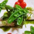 桜鯛のオリーブオイル焼き~バジルソースで