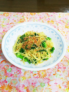 菜の花と小海老の味噌バター焼そば♪-レシピのメイン写真