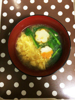 菜の花×卵×花麩 お味噌汁-レシピのメイン写真