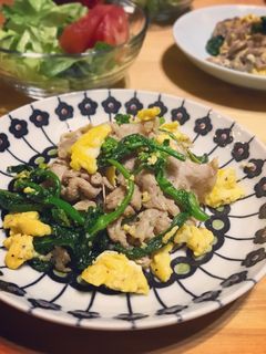 豚肉と菜の花*ふわふわ卵の塩コショウ炒め-レシピのメイン写真