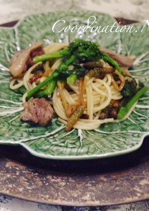 簡単＆美味！土筆と菜の花のペペロンチーノ-レシピのメイン写真