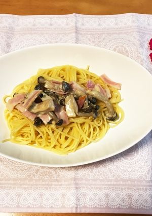 簡単！キノコとベーコンのクリームパスタ♡-レシピのメイン写真