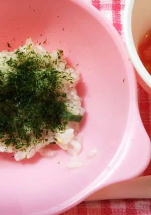 離乳食 便秘解消!!オクラと豆ご飯！-レシピのメイン写真