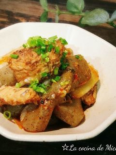 *さばの味噌煮缶と蒟蒻とキムチの煮物*-レシピのメイン写真