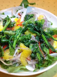 新玉ねぎと菜の花のアンチョビマリネサラダ-レシピのメイン写真