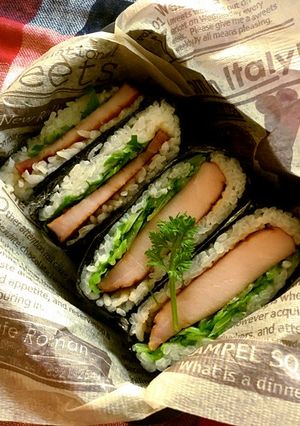 おにぎらず★厚切りロースハム＆キャベツ-レシピのメイン写真