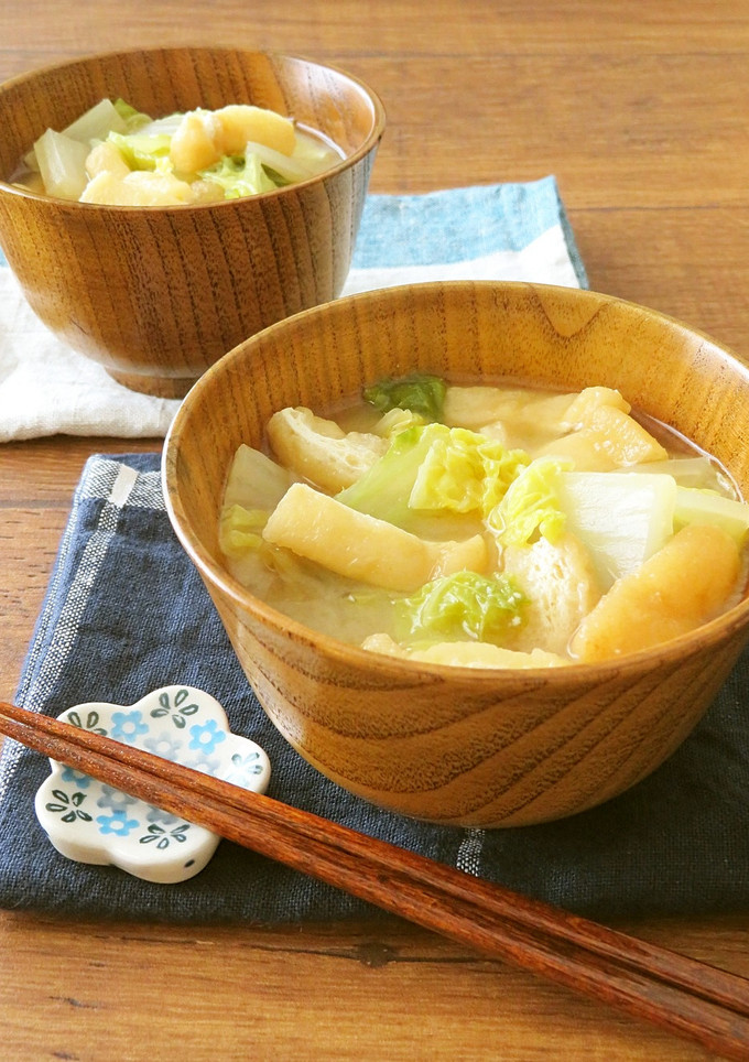ほっこり簡単♪白菜と薄揚げのお味噌汁-レシピのメイン写真