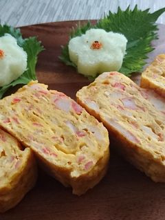 カニかまと紅生姜の卵焼き-レシピのメイン写真