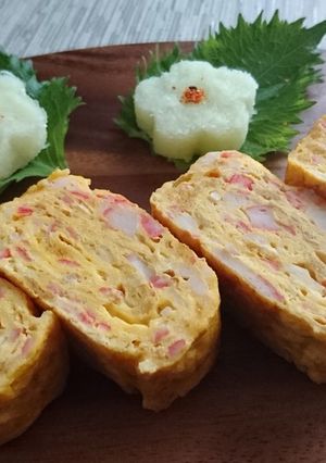 カニかまと紅生姜の卵焼き-レシピのメイン写真