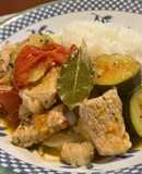酸味が爽やか！夏野菜と豚肉のレモン煮