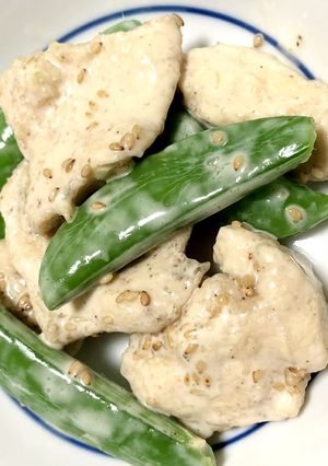 スナップエンドウと鶏むね肉のマヨポン和え-レシピのメイン写真