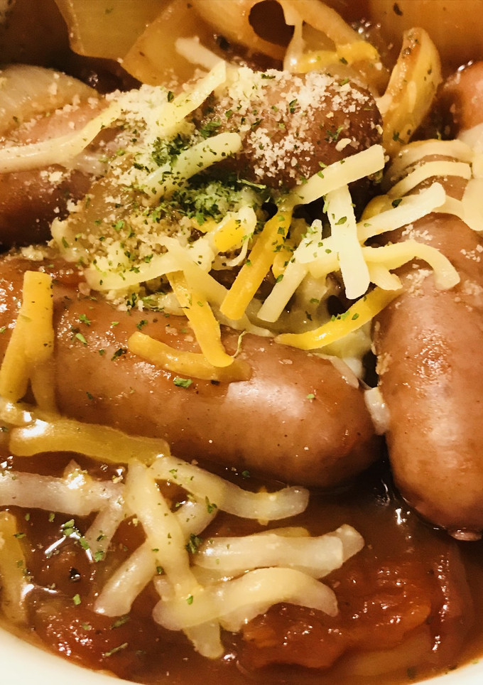 ソーセージの赤ワイン＆トマトソース煮こみ-レシピのメイン写真