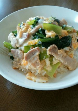 小松菜と豚バラの♪とろ～りチーズ丼-レシピのメイン写真