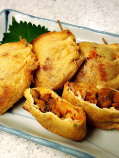 ☼とろり♪納豆キムチーズの油揚げ巾着焼き-レシピのメイン写真