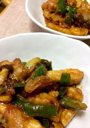 ☆カツ用肉のカレーケチャップ炒め☆-レシピのメイン写真