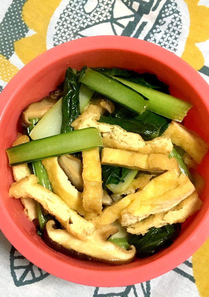 小松菜・油揚げ・きのこの醤油バター炒め-レシピのメイン写真