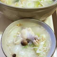 รูปของ 参鶏湯粥♡手羽元で
