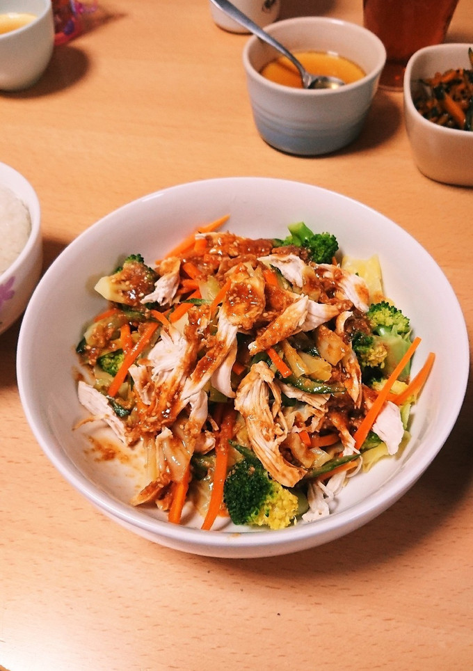 子供と食べる！棒々鶏風 温野菜のサラダ-レシピのメイン写真