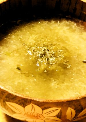 朝のお吸物●寄せ鍋汁を使った海苔とろろ汁-レシピのメイン写真