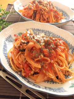【うす塩そぼろ】×トマトワンポットパスタ-レシピのメイン写真