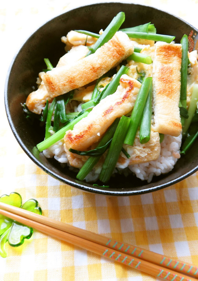 ☺簡単♪油揚げと小ねぎの節約玉子とじ丼☺-レシピのメイン写真