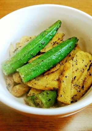 簡単副菜☆ごぼうとオクラの胡麻あえ-レシピのメイン写真