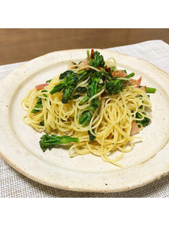 菜の花とベーコンのペペロンチーノ-レシピのメイン写真