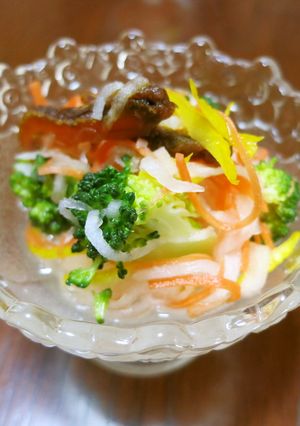 彩り野菜の甘酢えごま油和え-レシピのメイン写真