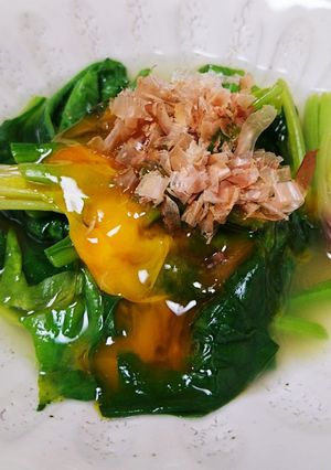 黄身の醤油漬けで青菜のお浸し-レシピのメイン写真