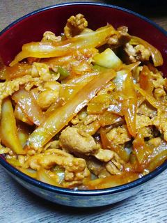 豚こまの味噌ニンニクしょうが丼-レシピのメイン写真